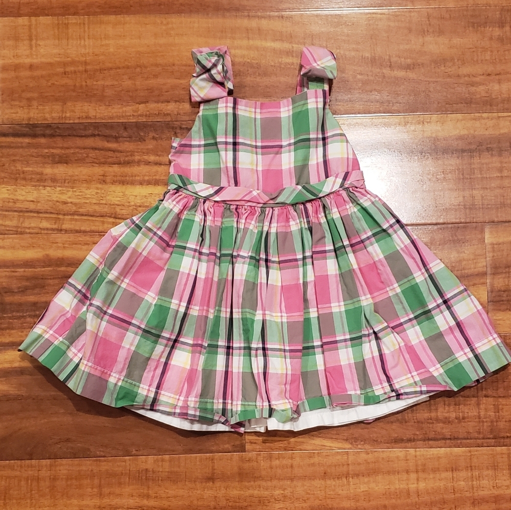 Janie and Jack EUC 12-18 months pink and green plaid dress
